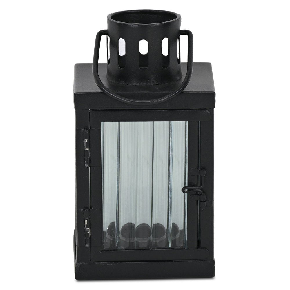 7" Black Metal Tabletop Lantern Candle Holder HomeRoots