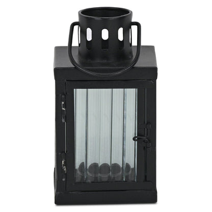 7" Black Metal Tabletop Lantern Candle Holder HomeRoots