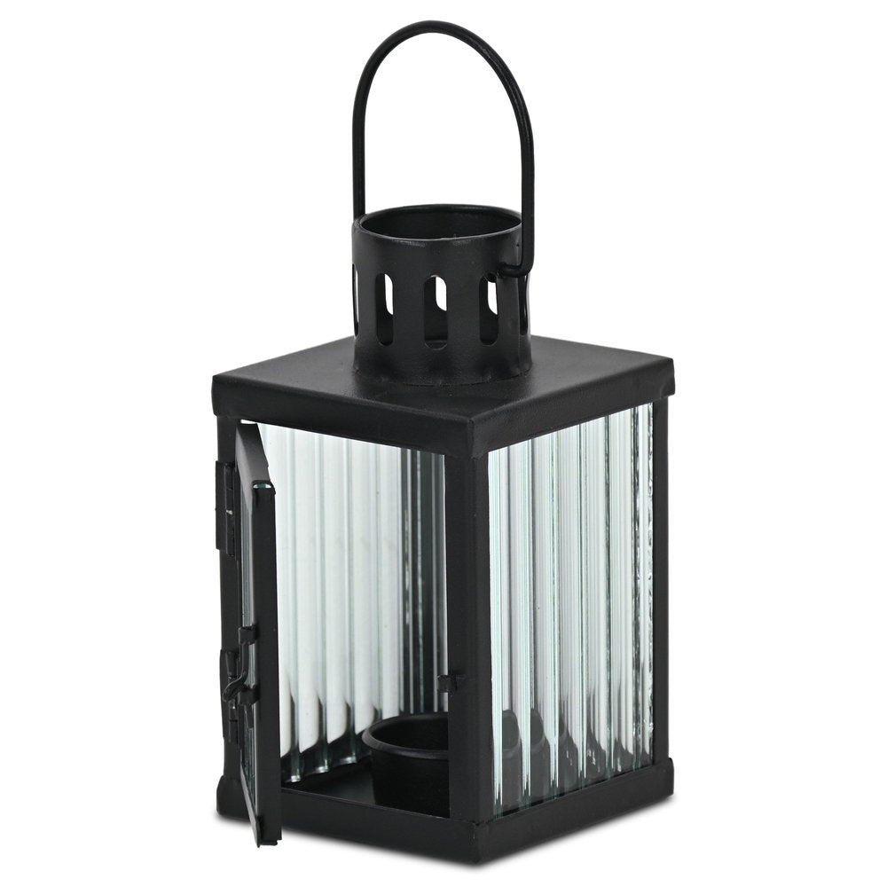 7" Black Metal Tabletop Lantern Candle Holder HomeRoots