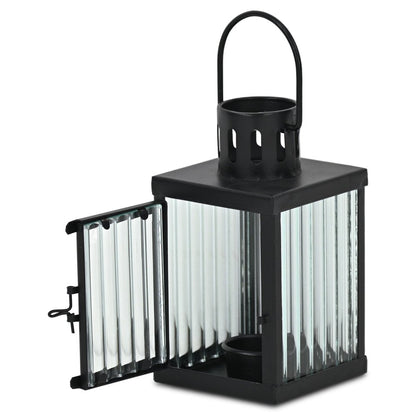 7" Black Metal Tabletop Lantern Candle Holder HomeRoots