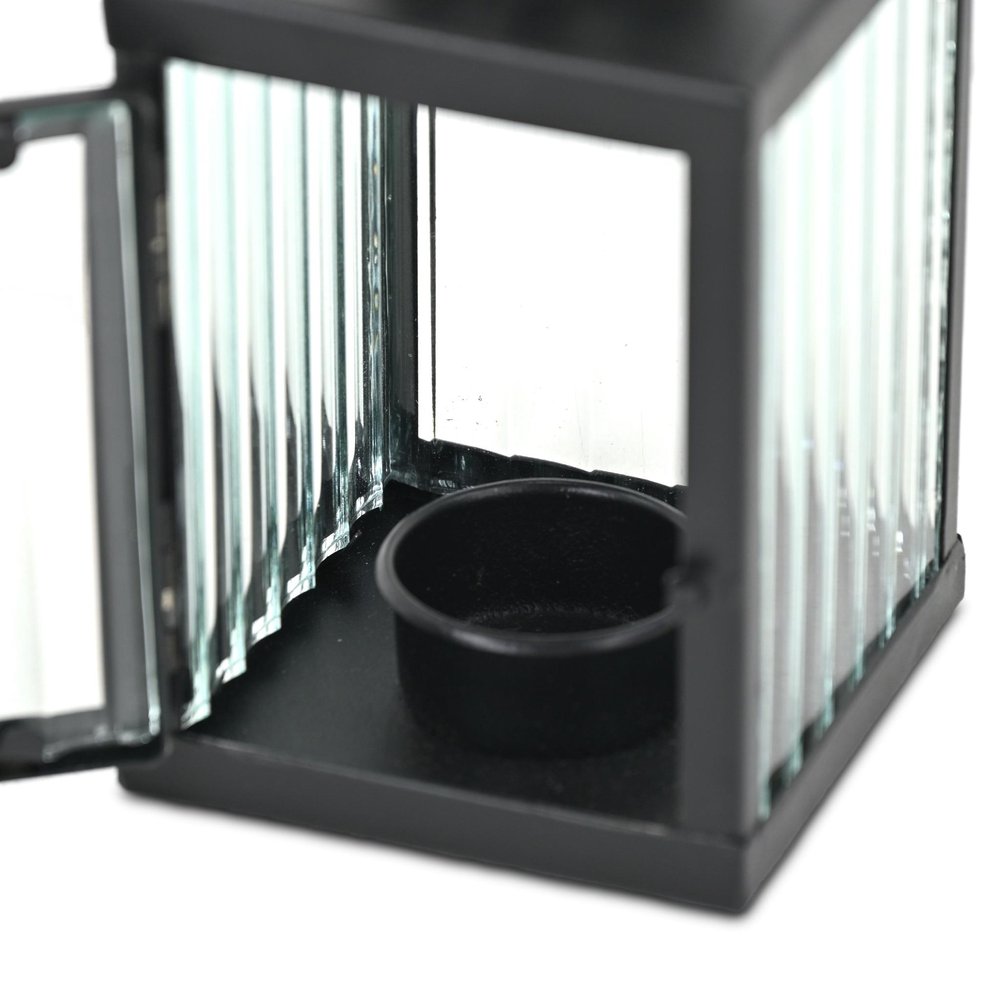 7" Black Metal Tabletop Lantern Candle Holder HomeRoots