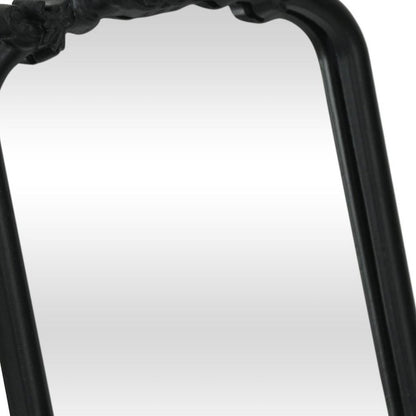 12" Black Solid Wood Scalloped Framed Makeup Shaving Tabletop Mirror