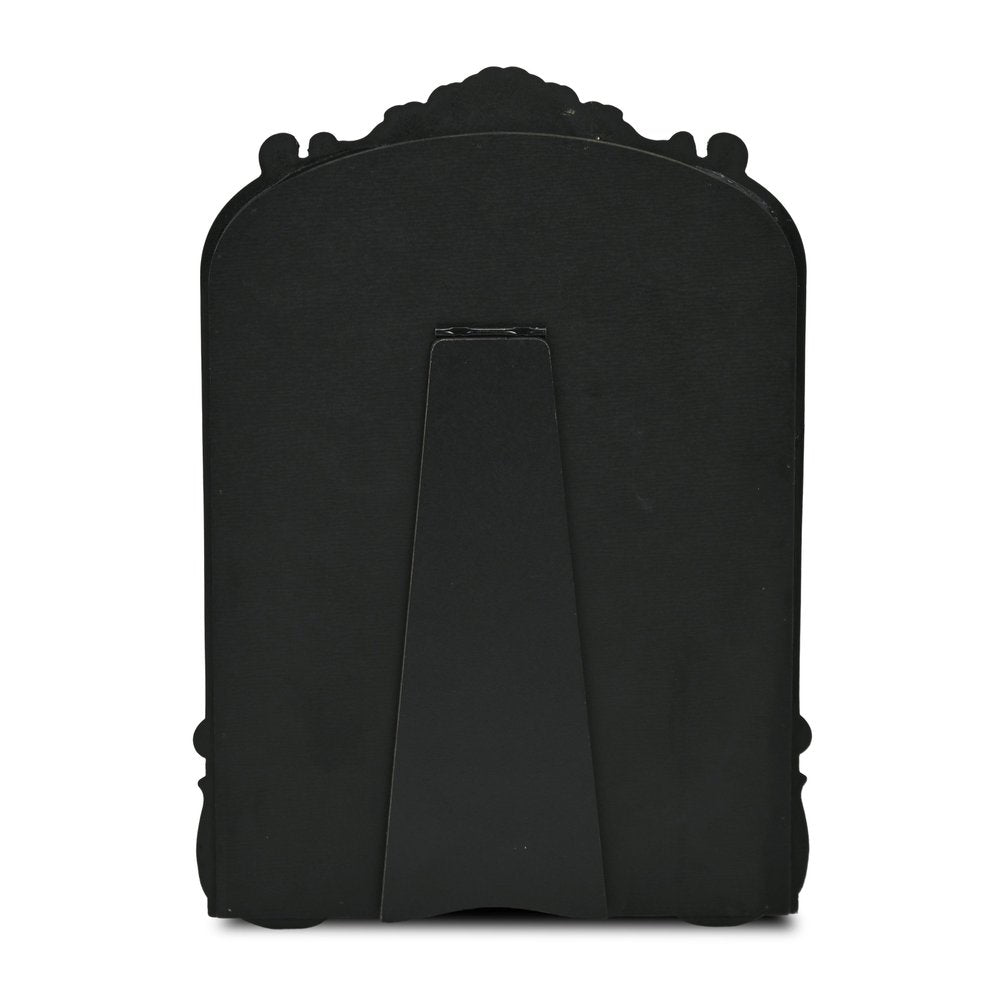 12" Black Solid Wood Scalloped Framed Makeup Shaving Tabletop Mirror HomeRoots