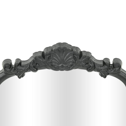 12" Black Solid Wood Scalloped Framed Makeup Shaving Tabletop Mirror