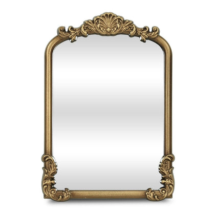 12" Gold Solid Solid Wood Scalloped Framed Makeup Shaving Tabletop Mirror HomeRoots