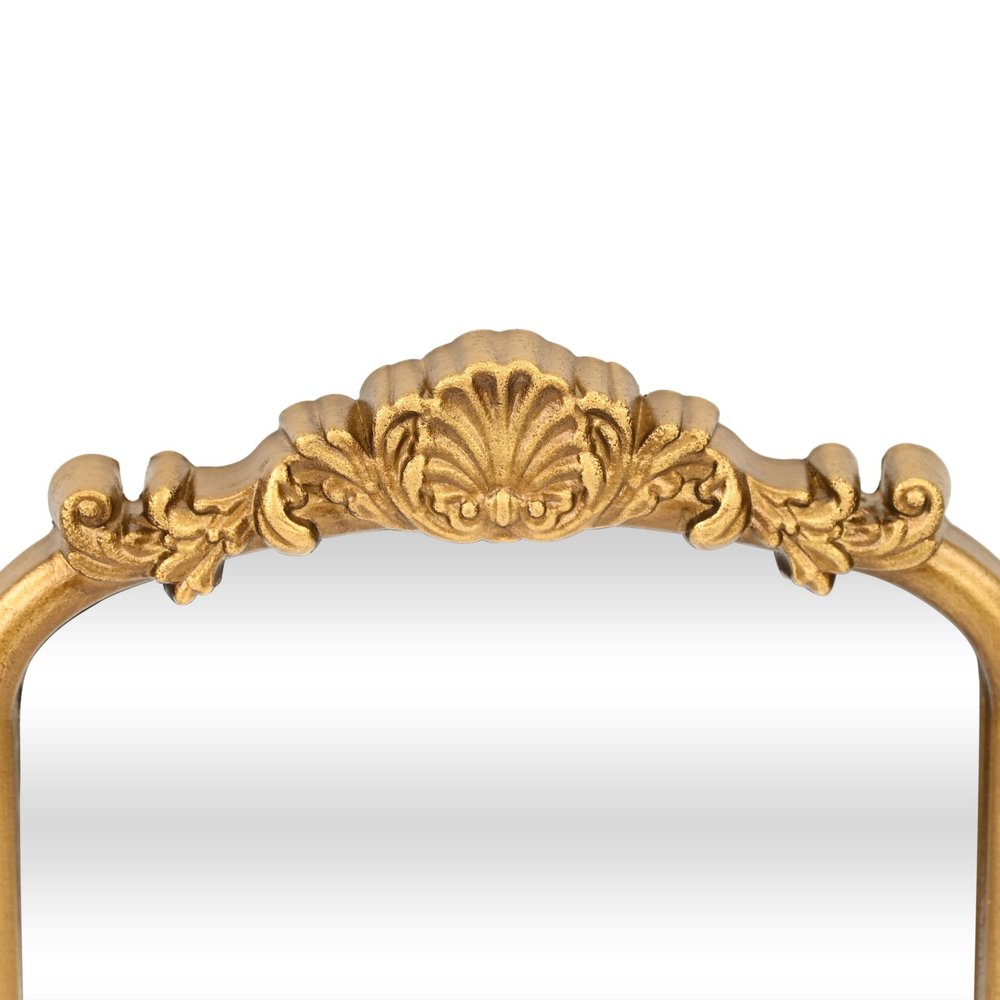 12" Gold Solid Solid Wood Scalloped Framed Makeup Shaving Tabletop Mirror HomeRoots