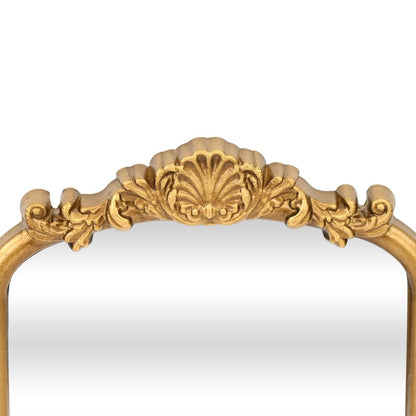 12" Gold Solid Solid Wood Scalloped Framed Makeup Shaving Tabletop Mirror HomeRoots