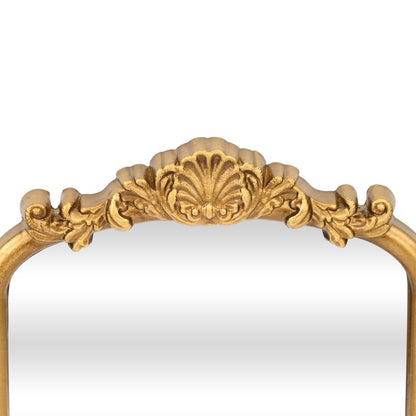 12" Gold Solid Solid Wood Scalloped Framed Makeup Shaving Tabletop Mirror HomeRoots