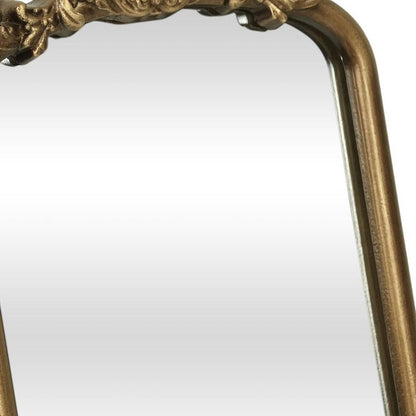 12" Gold Solid Solid Wood Scalloped Framed Makeup Shaving Tabletop Mirror HomeRoots