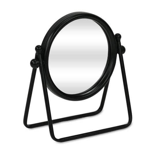 10" Black Metal Round Framed Adjustable Makeup Shaving Tabletop Mirror HomeRoots