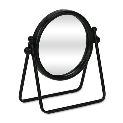 10" Black Metal Round Framed Adjustable Makeup Shaving Tabletop Mirror HomeRoots