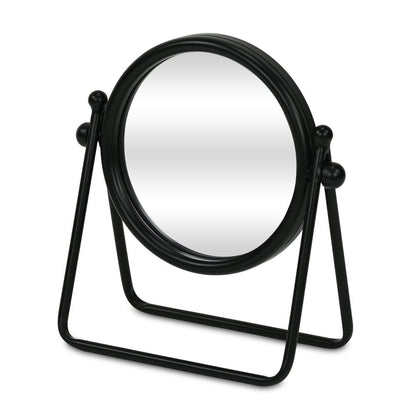 10" Black Metal Round Framed Adjustable Makeup Shaving Tabletop Mirror HomeRoots