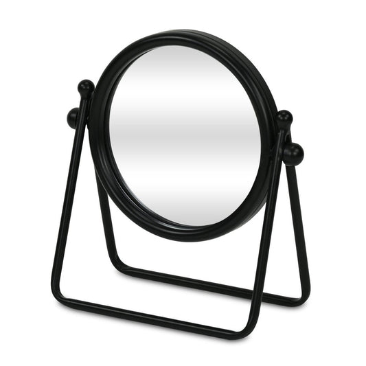 10" Black Metal Round Framed Adjustable Makeup Shaving Tabletop Mirror HomeRoots