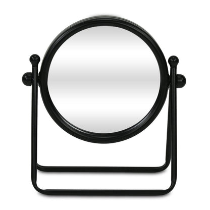 10" Black Metal Round Framed Adjustable Makeup Shaving Tabletop Mirror HomeRoots