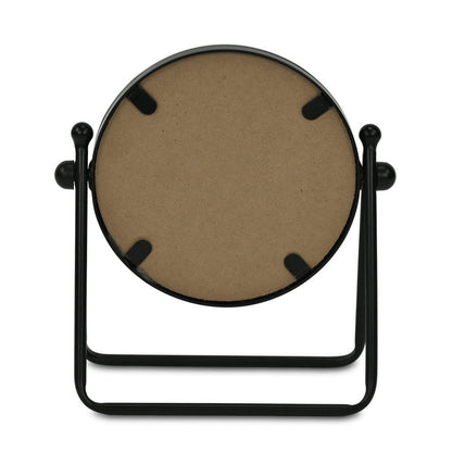 10" Black Metal Round Framed Adjustable Makeup Shaving Tabletop Mirror HomeRoots