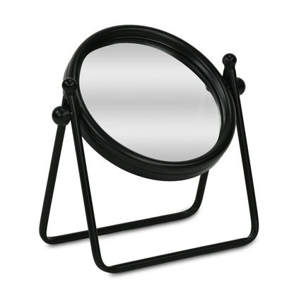10" Black Metal Round Framed Adjustable Makeup Shaving Tabletop Mirror HomeRoots