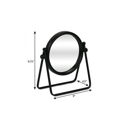 10" Black Metal Round Framed Adjustable Makeup Shaving Tabletop Mirror HomeRoots