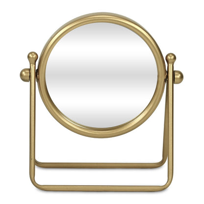 10" Gold Metal Round Tilting Framed Makeup Shaving Tabletop Mirror HomeRoots