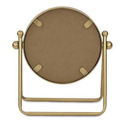 10" Gold Metal Round Tilting Framed Makeup Shaving Tabletop Mirror HomeRoots