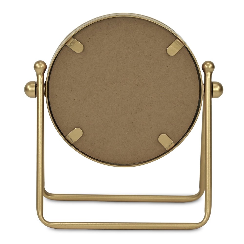 10" Gold Metal Round Tilting Framed Makeup Shaving Tabletop Mirror HomeRoots