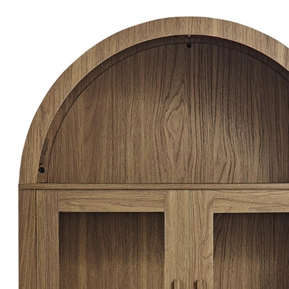 67" Brown Wood Oval Accent Cabinet With Two Doors HomeRoots