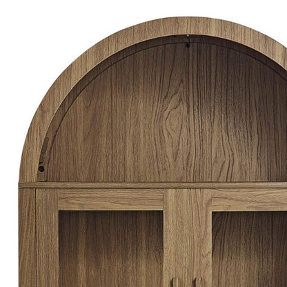 67" Brown Wood Oval Accent Cabinet With Two Doors HomeRoots