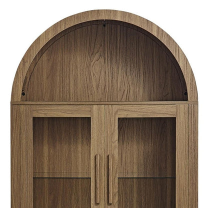 67" Brown Wood Oval Accent Cabinet With Two Doors HomeRoots