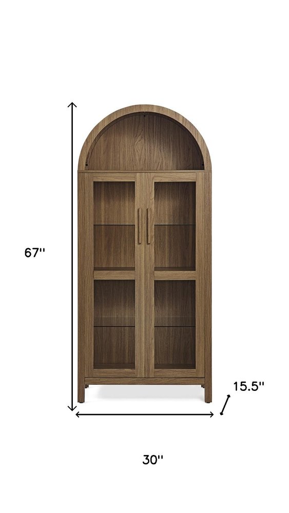 67" Brown Wood Oval Accent Cabinet With Two Doors HomeRoots