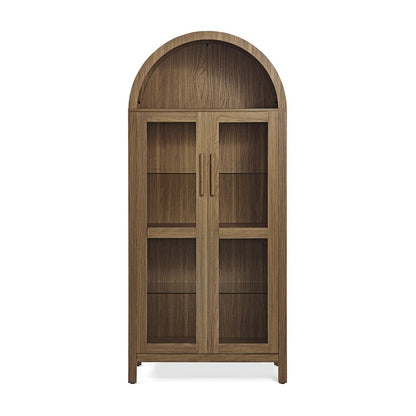 67" Brown Wood Oval Accent Cabinet With Two Doors HomeRoots