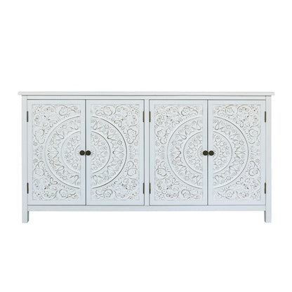 60" White Wood Sideboard With Four Doors HomeRoots