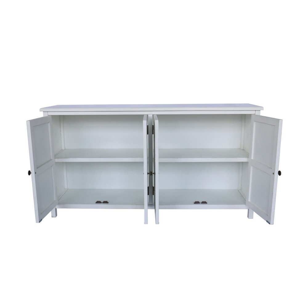 60" White Wood Sideboard With Four Doors HomeRoots