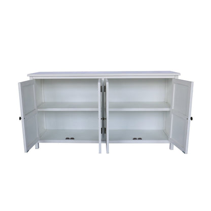 60" White Wood Sideboard With Four Doors HomeRoots