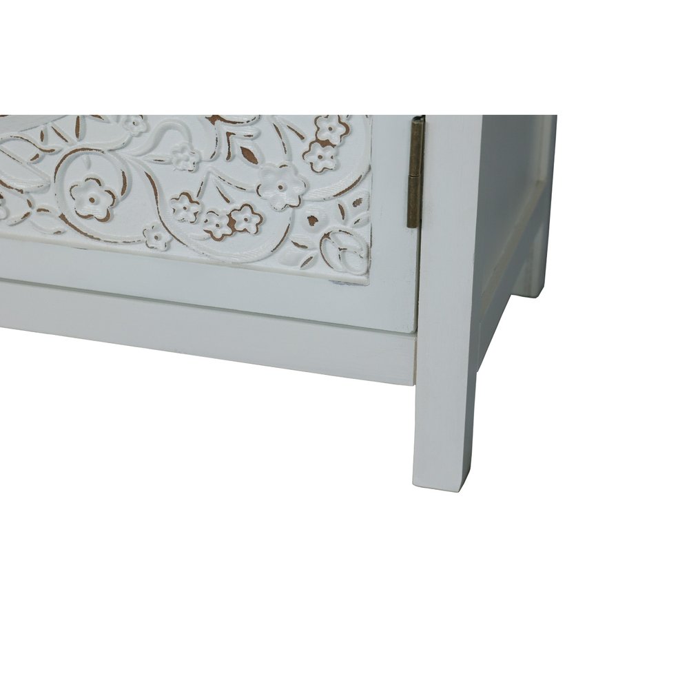 60" White Wood Sideboard With Four Doors HomeRoots