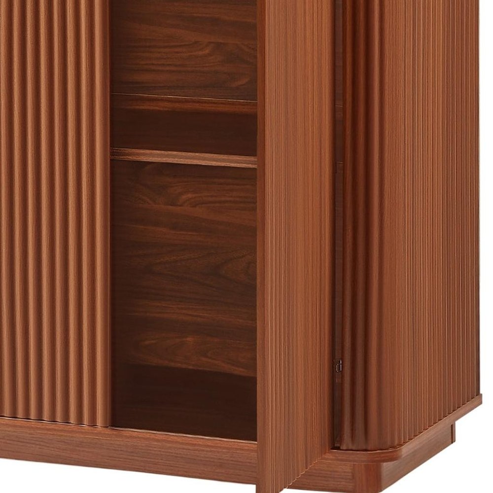 32" Brown Wood Accent Cabinet With Two Doors HomeRoots