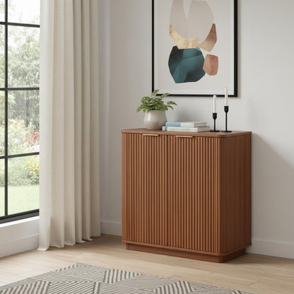 32" Brown Wood Accent Cabinet With Two Doors HomeRoots