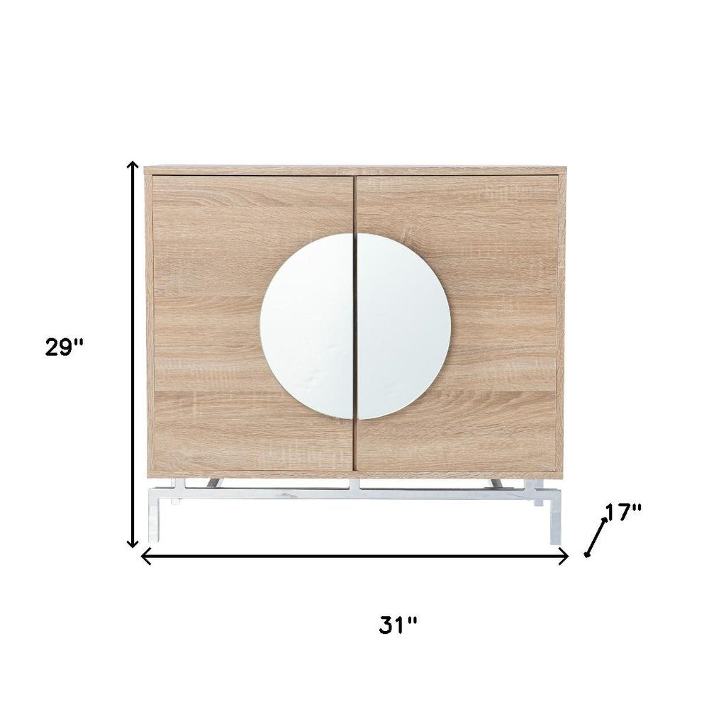 31" Brown and White Wood Accent Cabinet With Two Doors HomeRoots