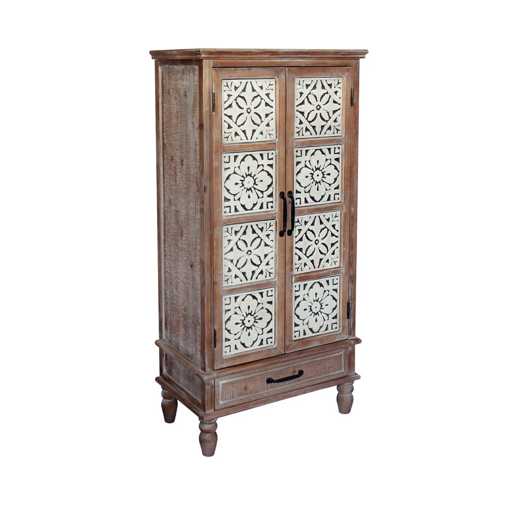 28" Brown Wood Accent Cabinet With Two Doors And One Drawer HomeRoots