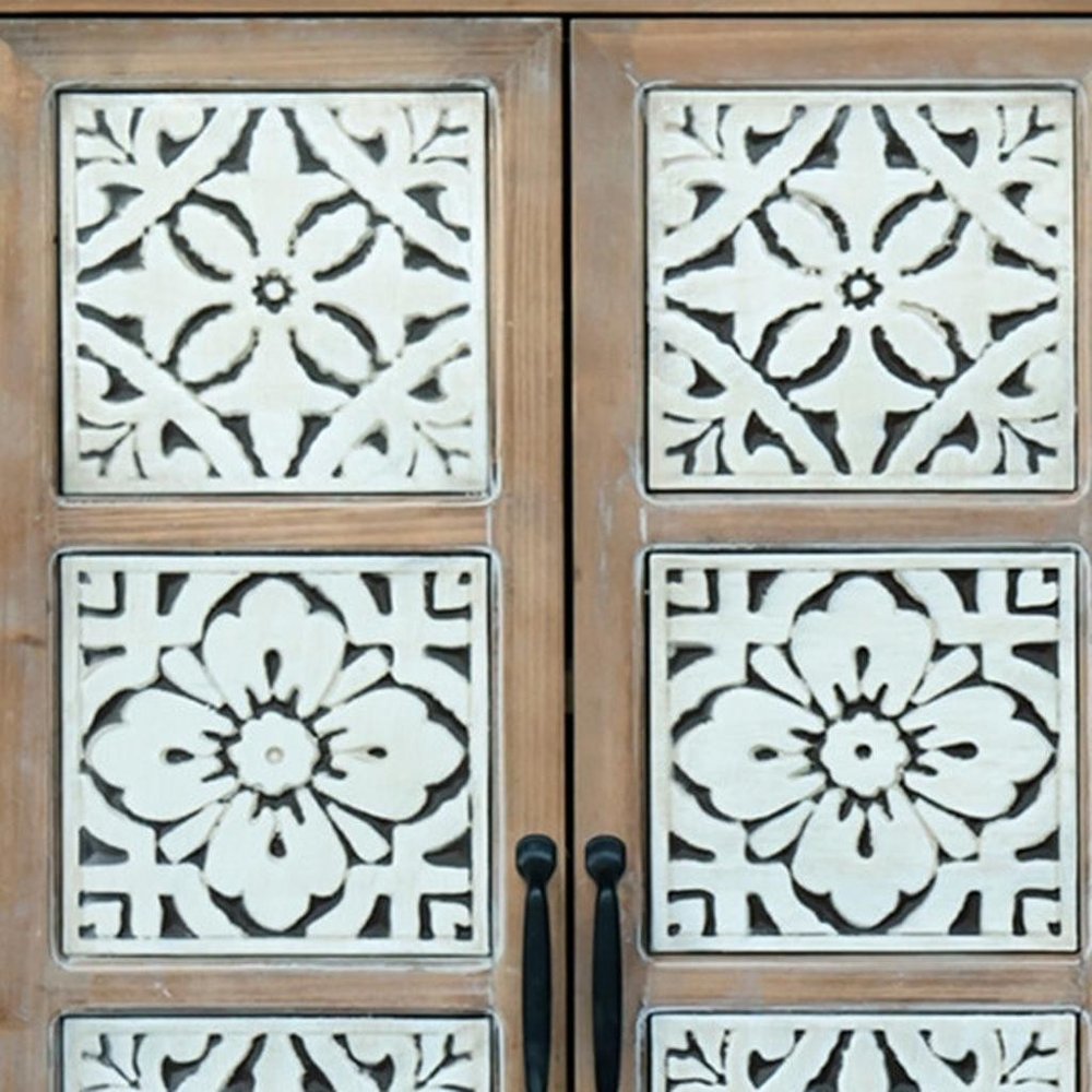28" Brown Wood Accent Cabinet With Two Doors And One Drawer HomeRoots