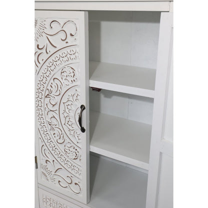 27" White Wood Accent Cabinet With Two Doors And Two Drawers HomeRoots