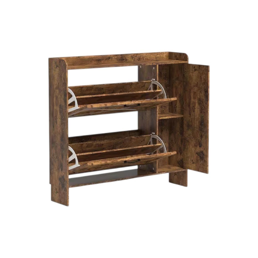 43" Brown Multi-Tier Wood Shoe Organizer HomeRoots