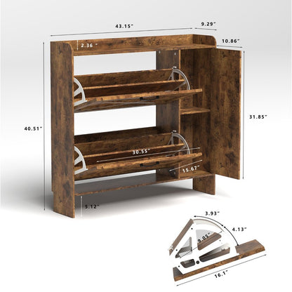 43" Brown Wood Shoe Organizer HomeRoots