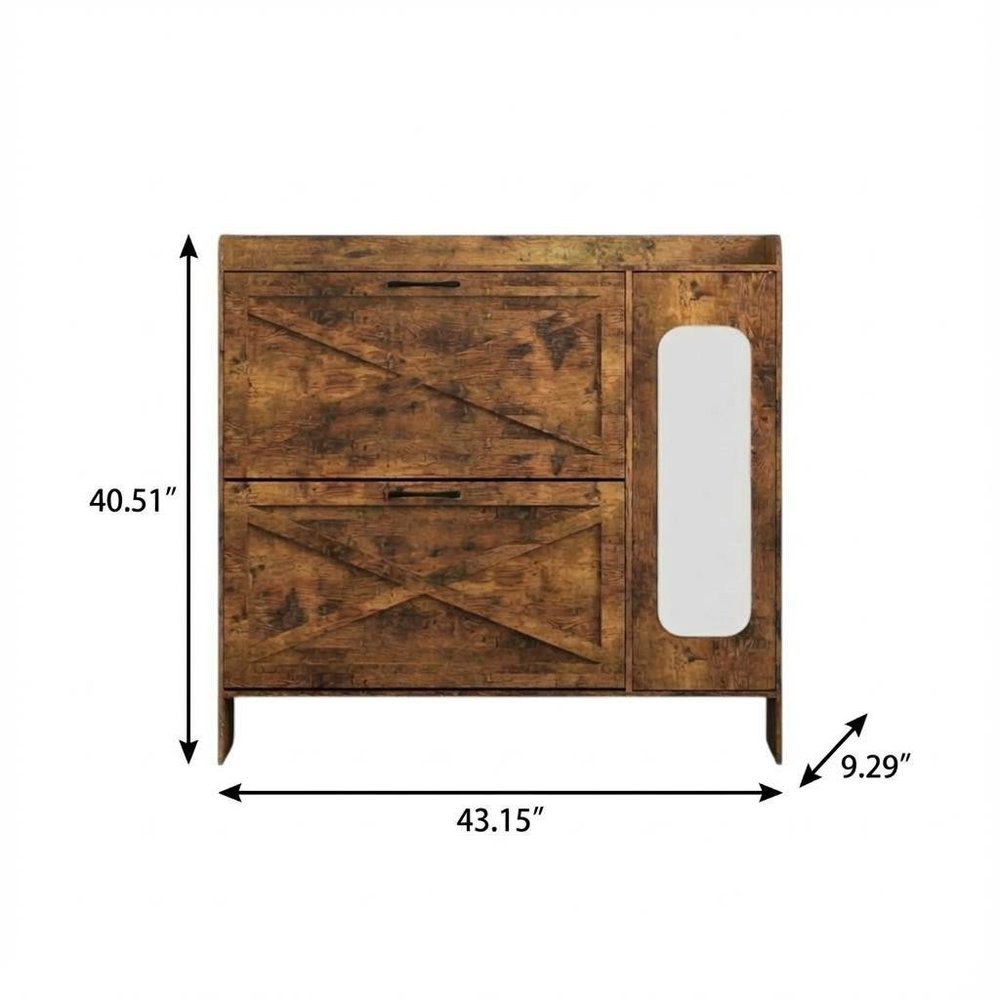 43" Brown Multi-Tier Wood Shoe Organizer HomeRoots