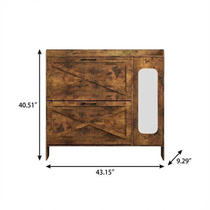 43" Brown Multi-Tier Wood Shoe Organizer HomeRoots