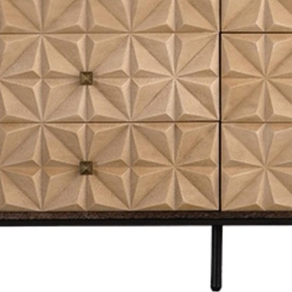 48" Gold and Black Wood Accent Cabinet With Six Drawers HomeRoots