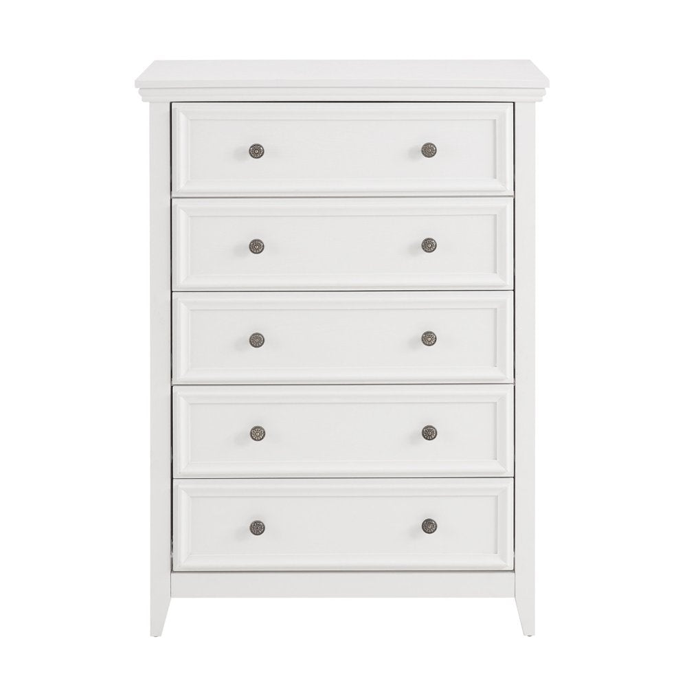 32" White Wood Five Drawer Dresser HomeRoots