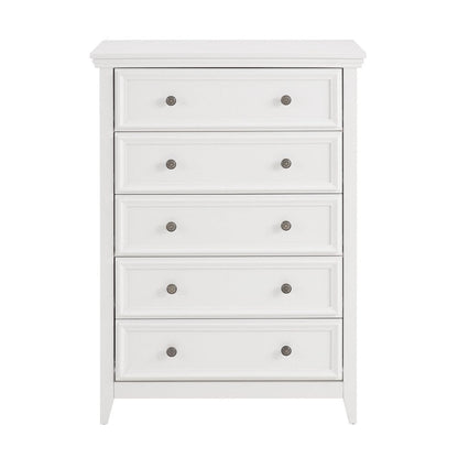 32" White Wood Five Drawer Dresser HomeRoots