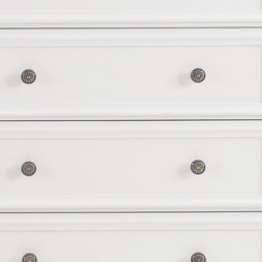 32" White Wood Five Drawer Dresser HomeRoots