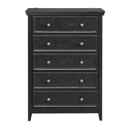 32" Black Wood Five Drawer Dresser HomeRoots