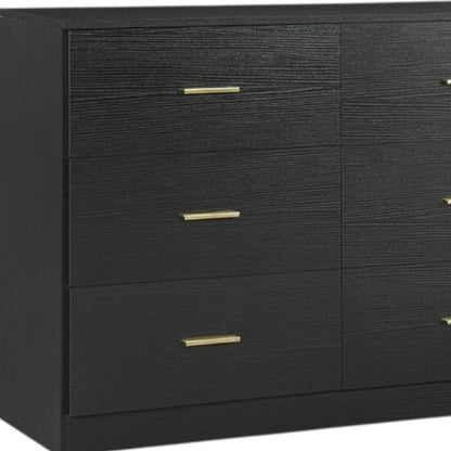 63" Black Wood Nine Drawer Triple Dresser HomeRoots