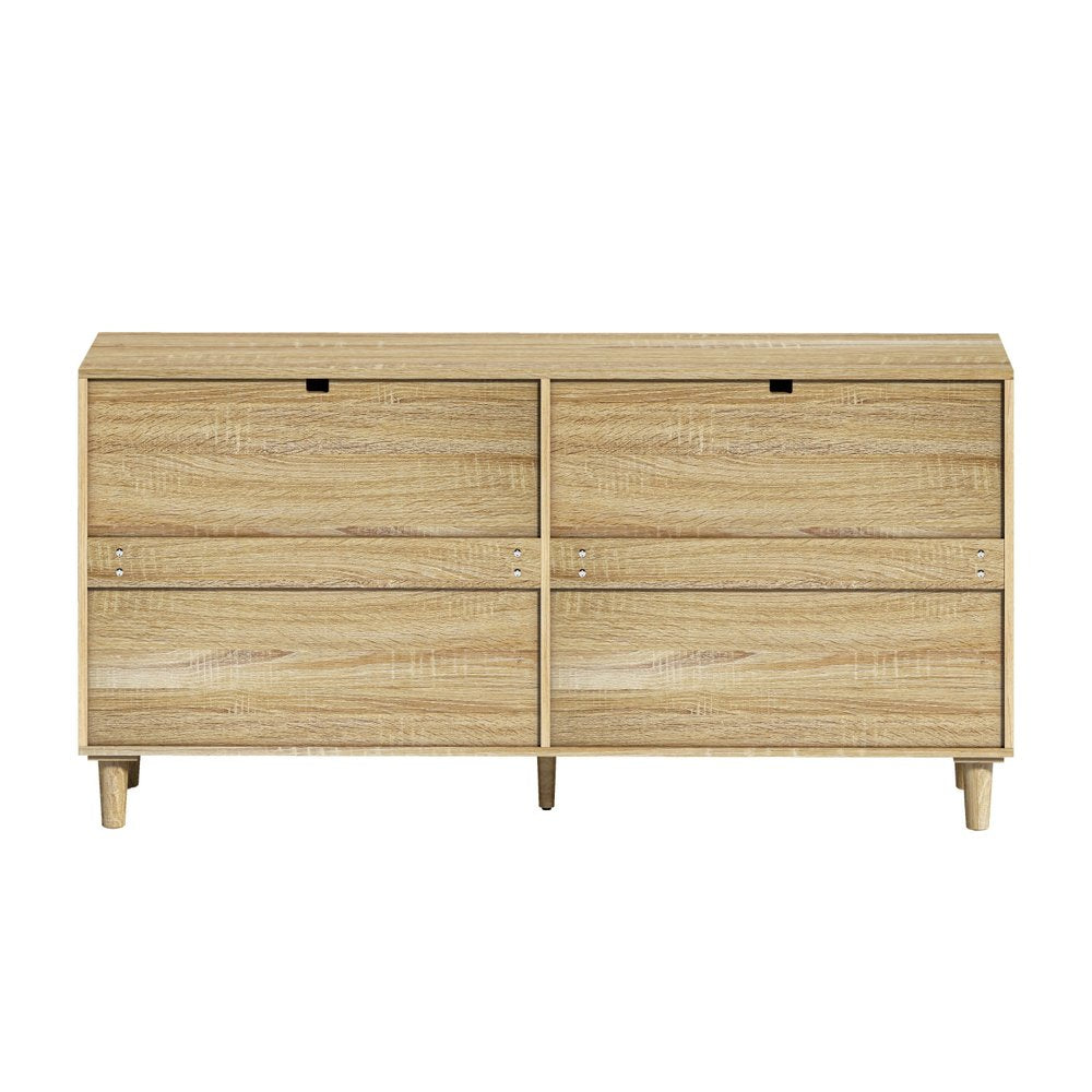 59" Natural Wood and Rattan Six Drawer Double Dresser HomeRoots